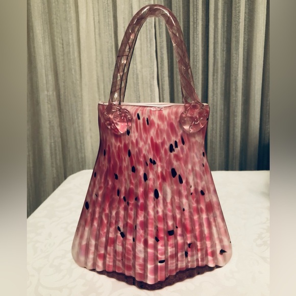 Vintage Y2K Murano Speckled Pink Glass Purse🌸Substantial Art Decor🌸 - Picture 11 of 15